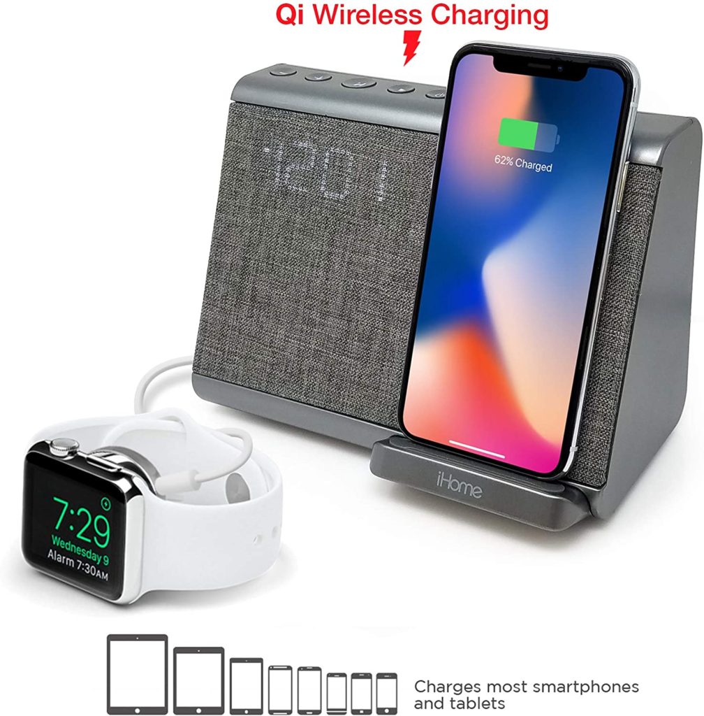 sharper image wireless charging alarm clock